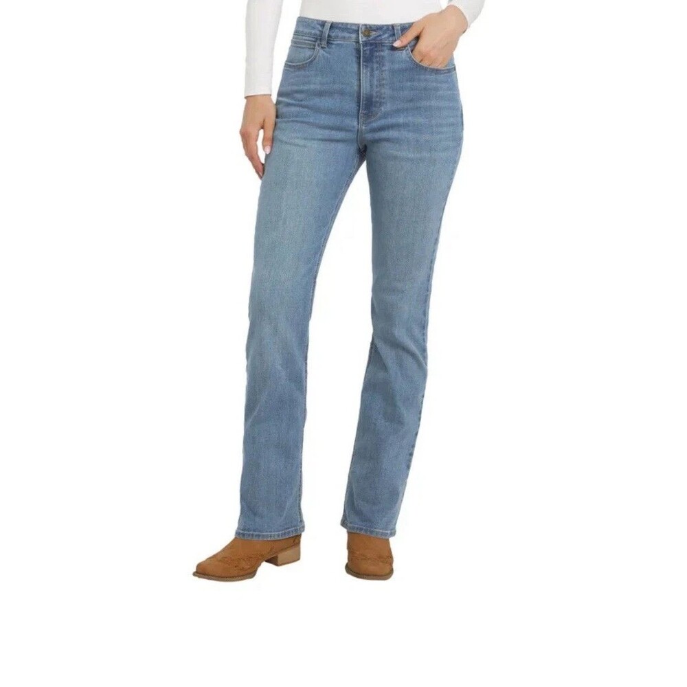 Wrangler High Rise Bootcut Jeans Women's 4 Blue Stretch Denim Western 32" Inseam